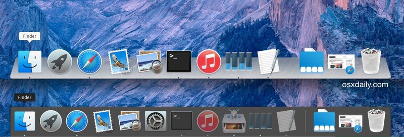 OS X Yosemite 中的 3D Dock 与 Flat Dock