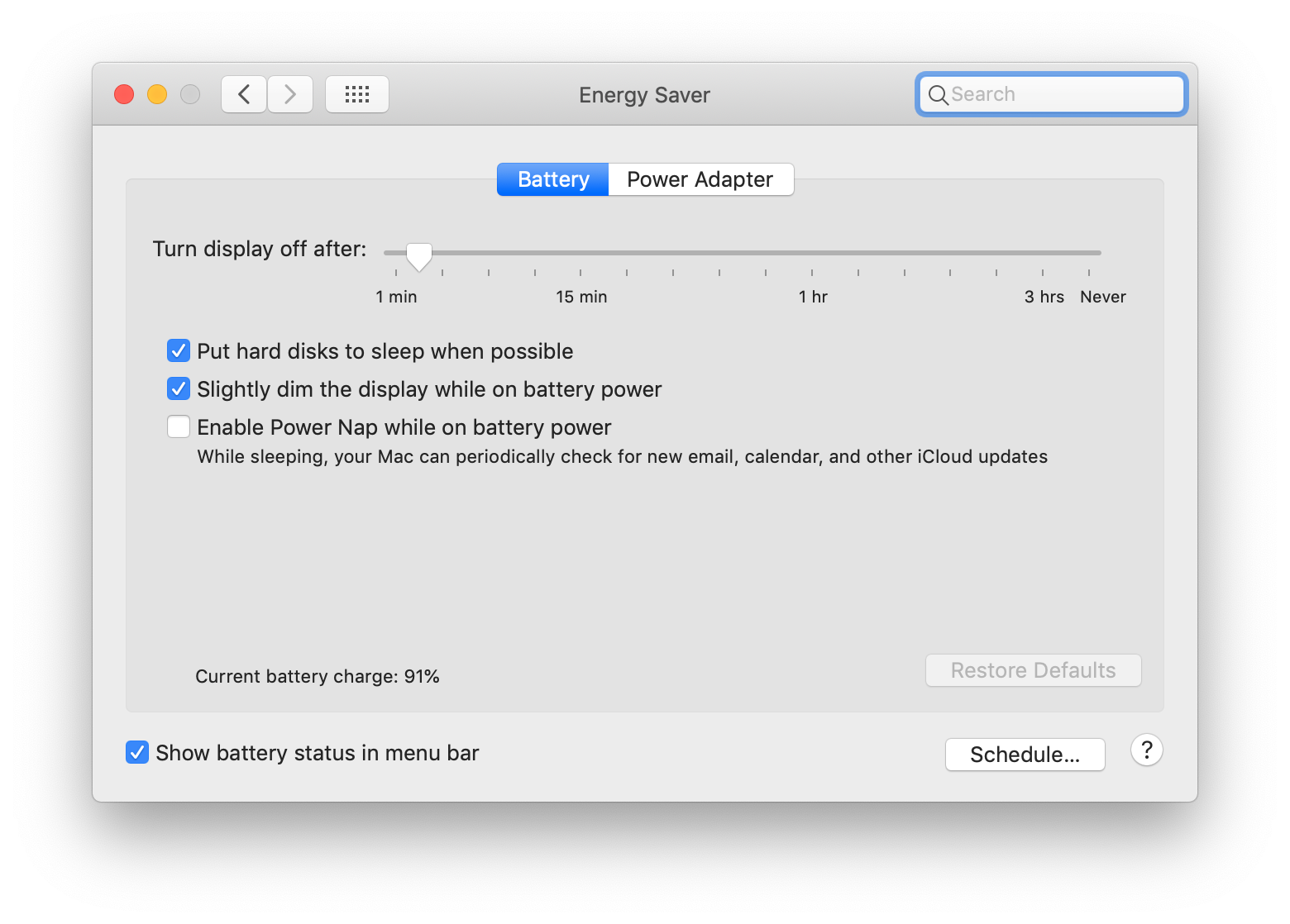 Mac 能量Mac 笔记本电脑的电池电源设置