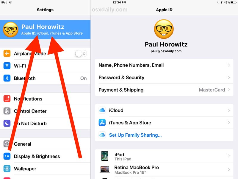 在 iOS 中访问 iPad 上的 iCloud 设置
