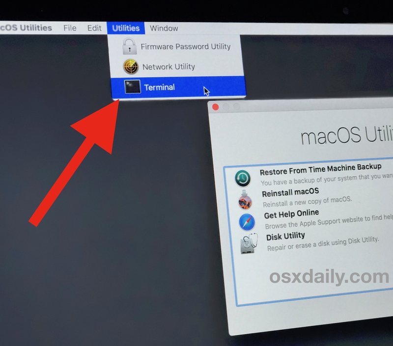 在 Mac 上从恢复模式访问终端