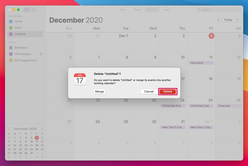 如何在 Mac 上添加和删除日历