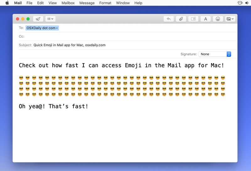 在 Mac 上向电子邮件添加表情符号