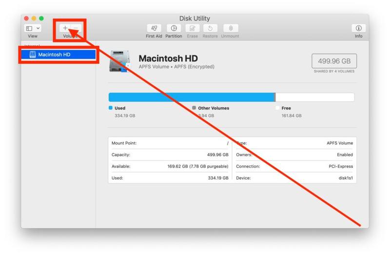 如何添加MacOS 中 APFS 容器的新卷
