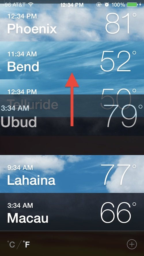 调整天气列表位置在 iOS 中的位置