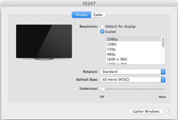 所有可能为 Mac 显示器显示的屏幕分辨率