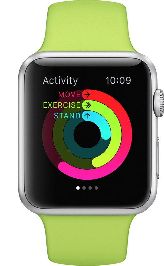 Apple Watch 活动目标屏幕摘要与站立进度提醒