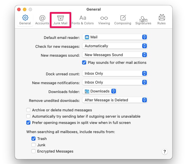 如何在 Mac 上自动删除来自被阻止发件人的电子邮件