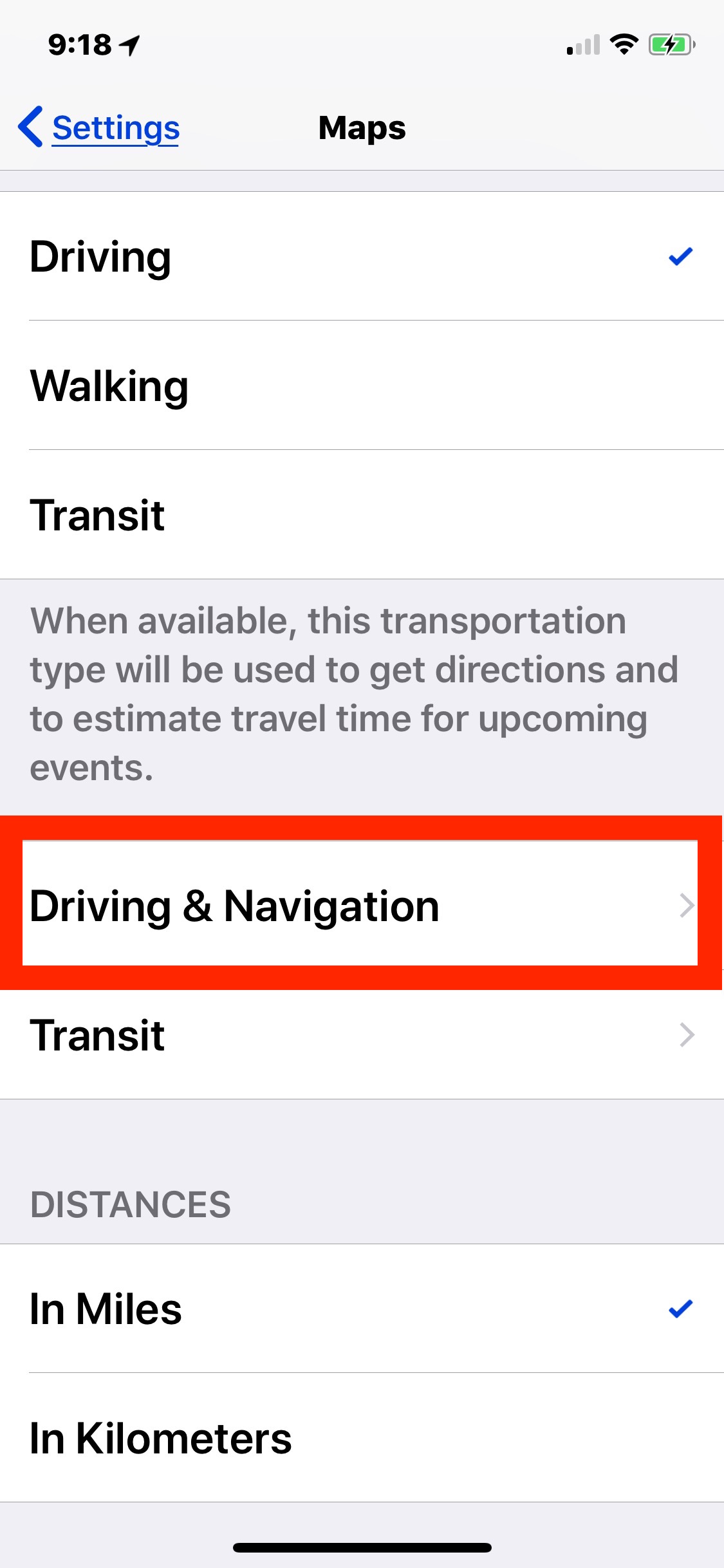 在 iOS 中打开导航设置