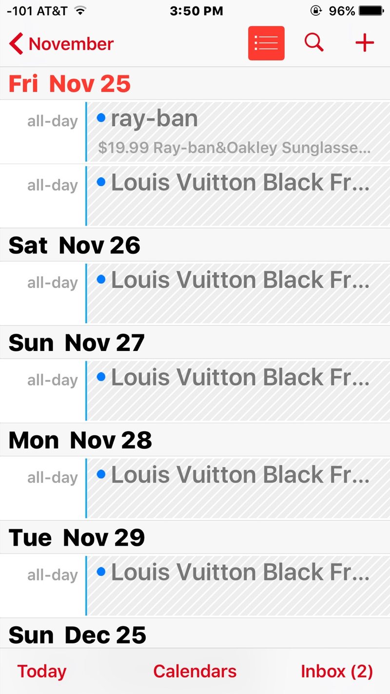 iPhone 上的 iCloud 日历垃圾邮件