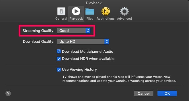 如何在 Mac 上更改 Apple TV+ 播放质量