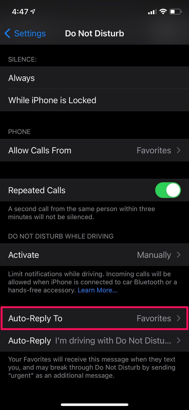 如何更改自动回复消息在 iPhone 上驾驶时免打扰