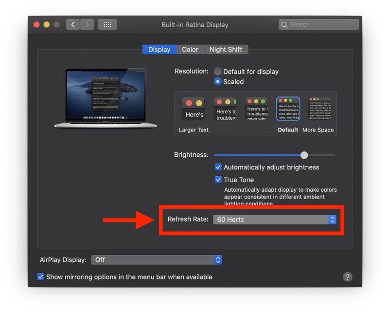 如何更改 Mac 显示器的刷新率