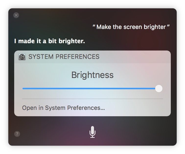 如何在 Mac 上调亮屏幕使用 Siri 语音命令