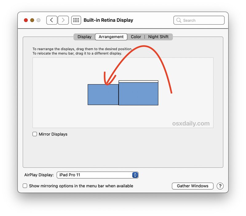 在 Mac 上更改 Sidecar iPad 位置