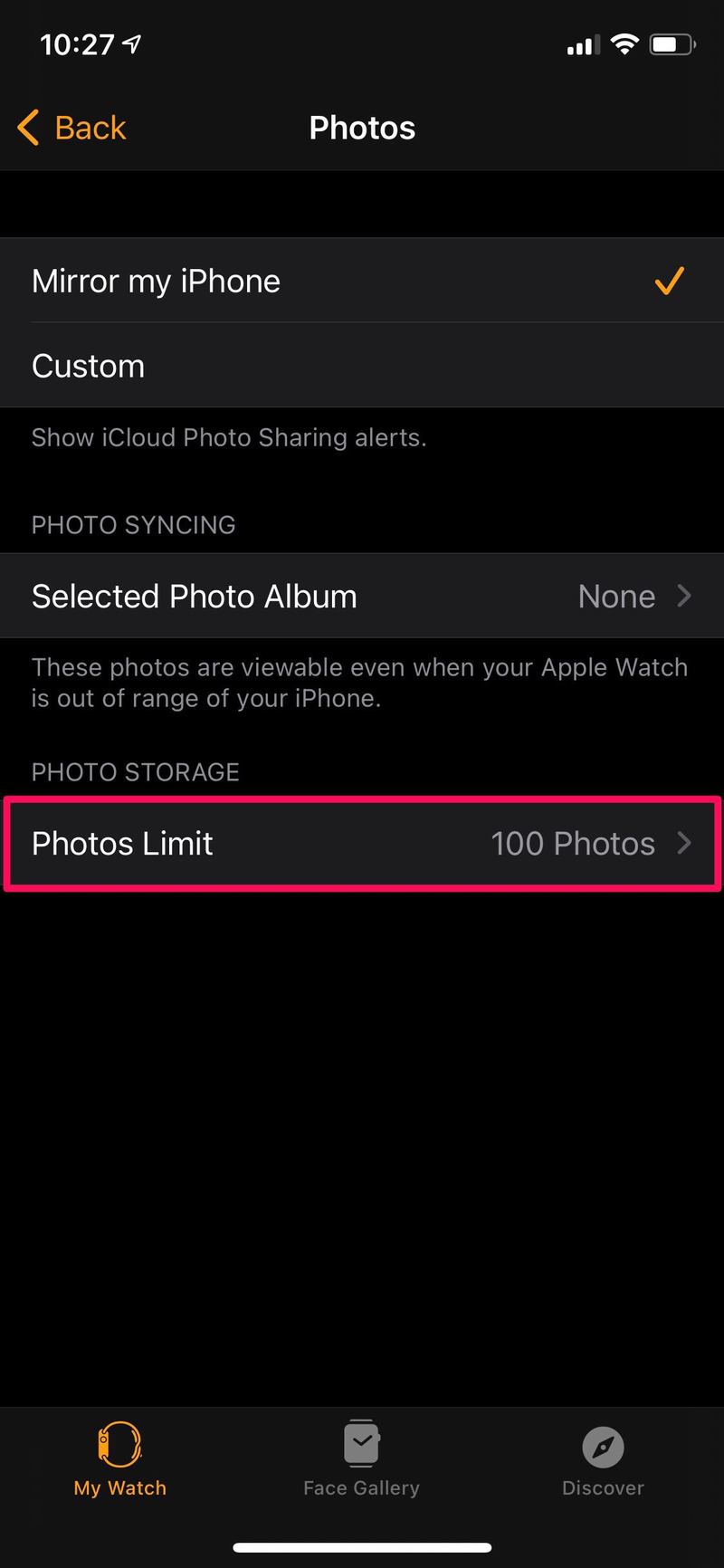 如何更改Apple Watch 上照片的存储限制
