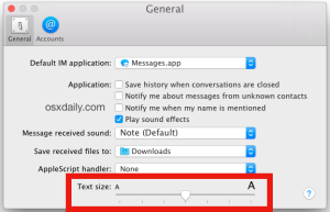在 Mac OS X 中更改文本大小消息在 Mac 上使用 Yosemite