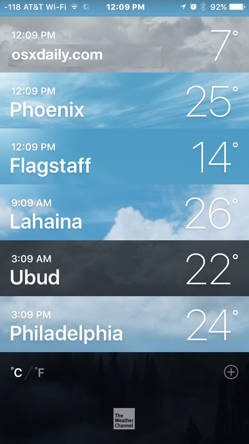 iPhone 上的天气以摄氏度代替华氏度