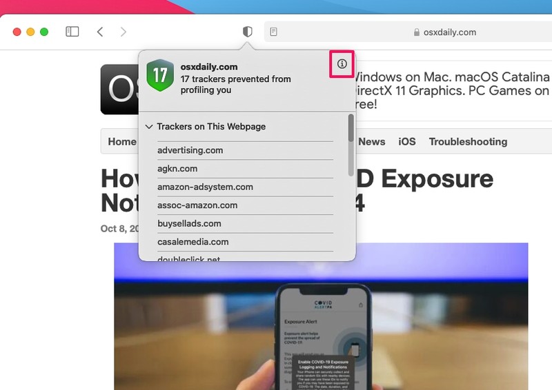 如何在 Mac 上的 Safari 中检查网站的隐私报告