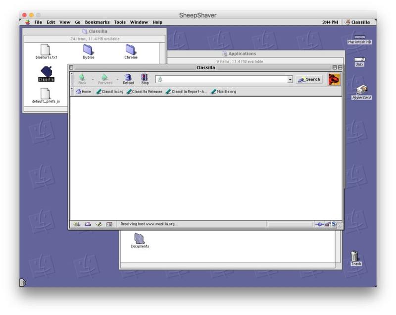 Classilla 运行网络浏览器在 SheepShaver 模拟器上的 Mac OS 9 中