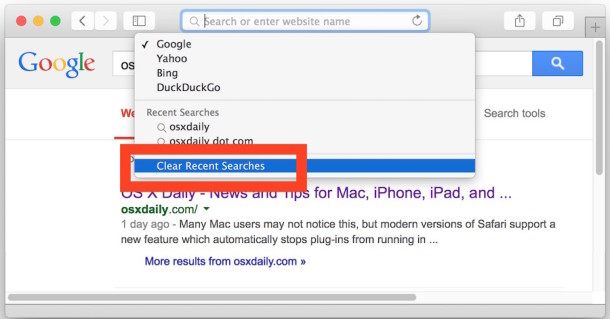 在 Safari 中清除搜索历史OS X 优胜美地