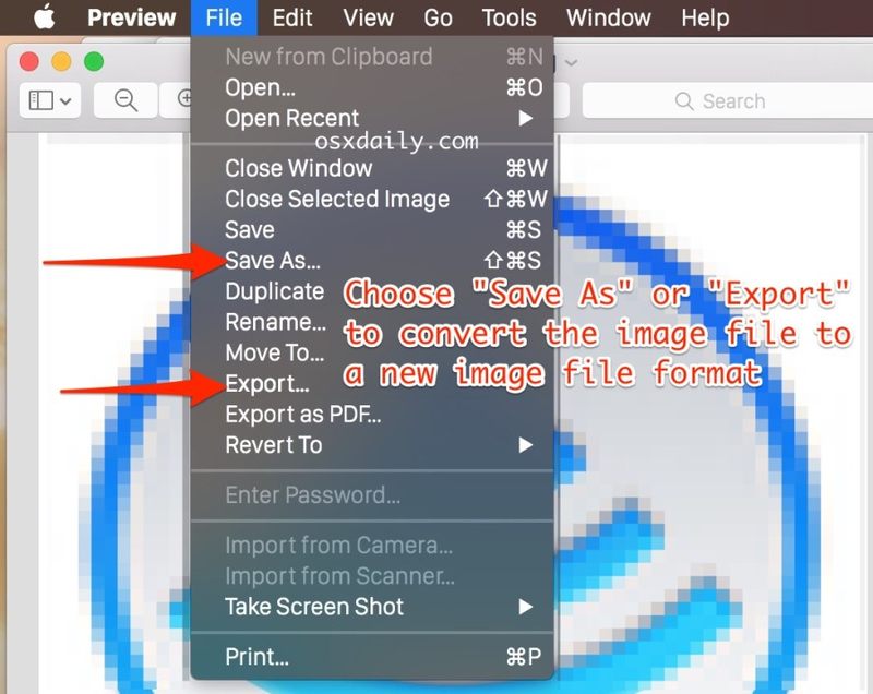 在 Mac 中转换图像文件格式OS X