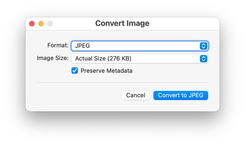 在 Mac 上使用 Quick 将图像转换为 JPG动作