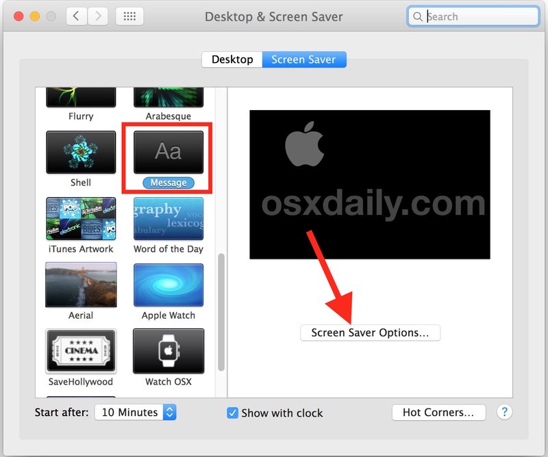 Mac 中的自定义屏幕保护程序文本OS X