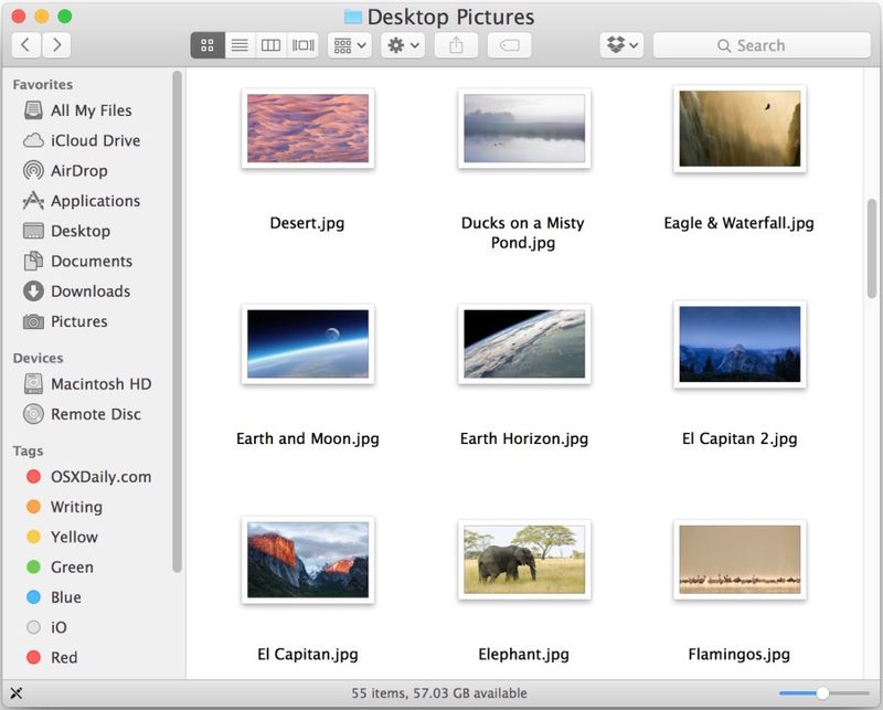 Mac 中的默认桌面图片位置OS X 文件系统