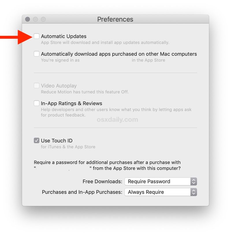 如何禁用自动Mac App Store 应用的更新