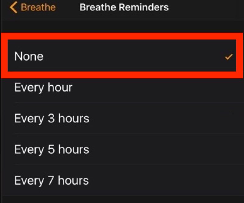 在 Apple Watch 上禁用呼吸提醒