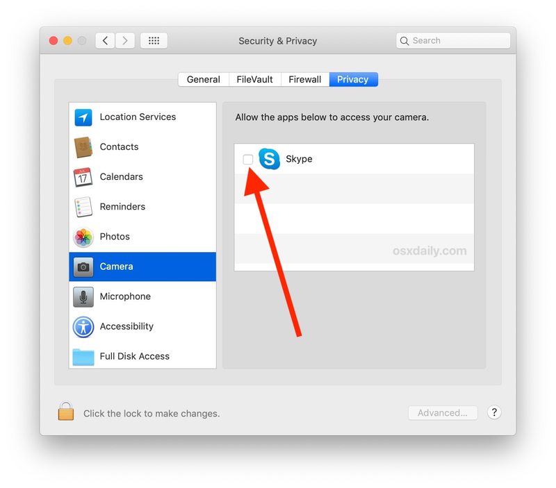 如何关闭相机访问适用于 Mac 上的应用程序