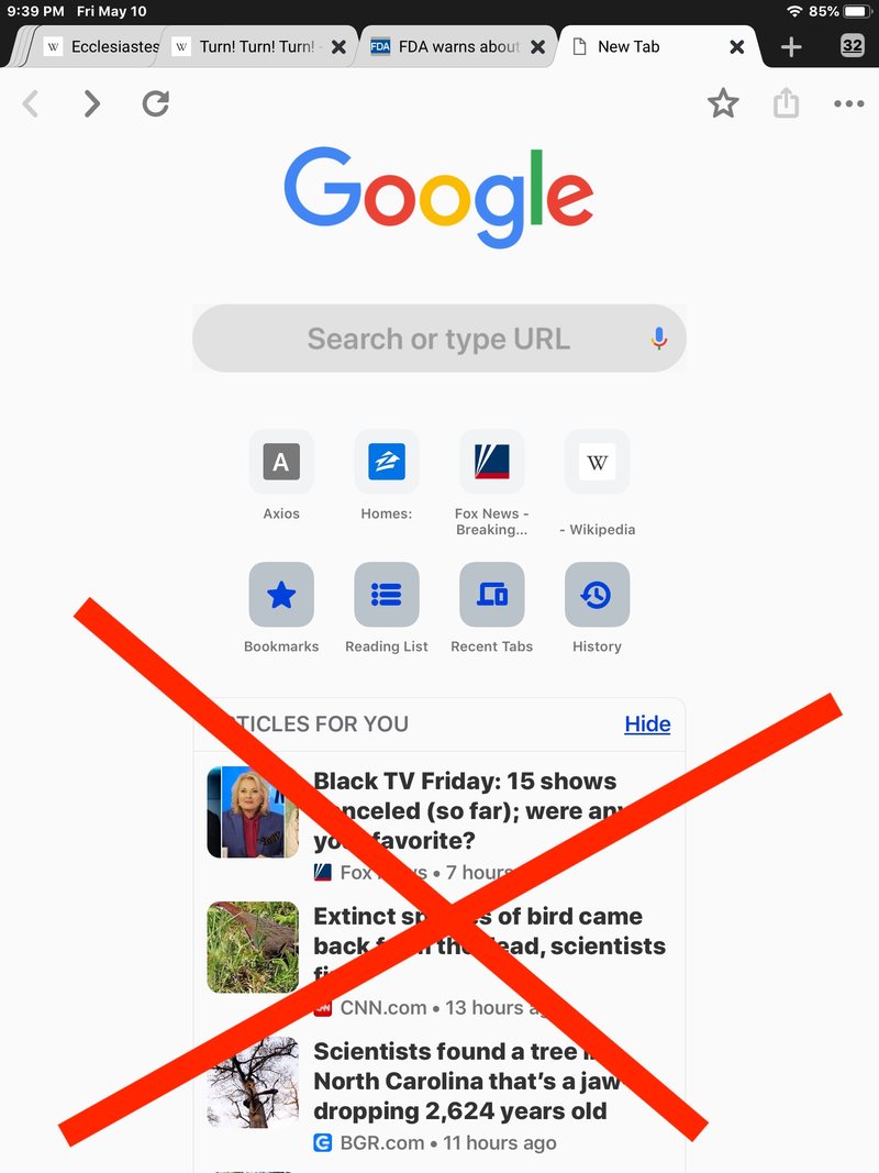 如何删除 Chrome 为您推荐的文章在 iOS 或 Android 中