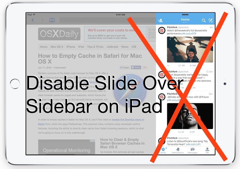 在 iPad 上禁用 Slide Over Sidebar