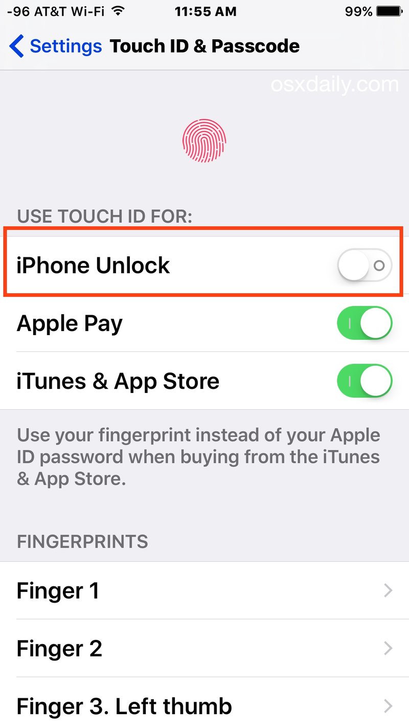 在 iPhone 上禁用 Touch ID
