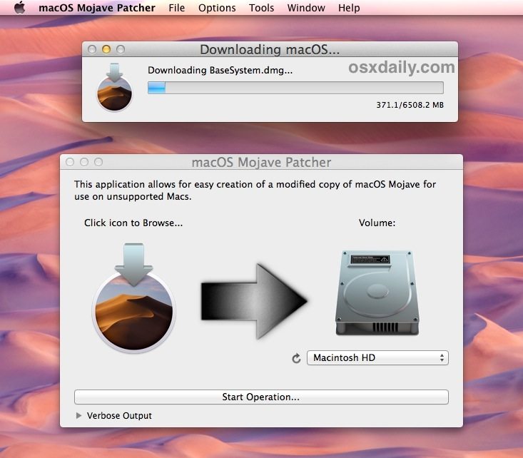 MacOS Mojave 安装程序正在下载并将完成后自行构建