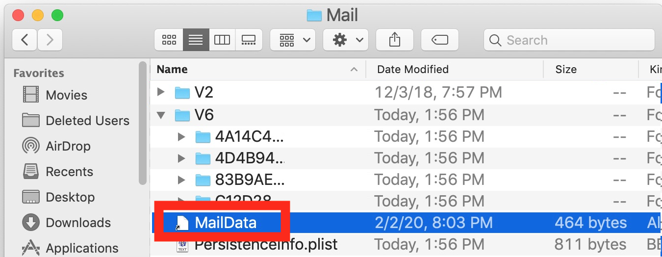移动邮件文件夹外的邮件数据别名