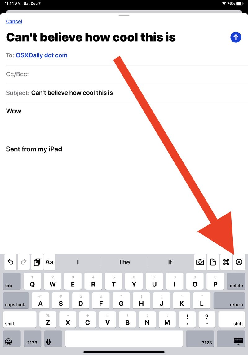 如何在电子邮件中绘图iPad 或 iPhone