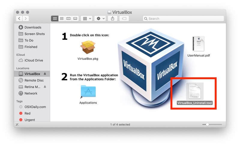 为 Mac 卸载 VirtualBox 工具