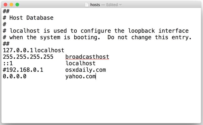 在TextEdit中编辑hosts文件在 Mac OS X 中