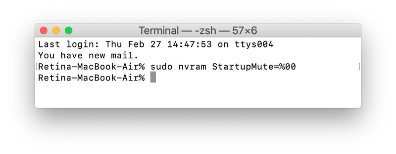 在较新的 Mac 上启用启动提示音一个终端命令