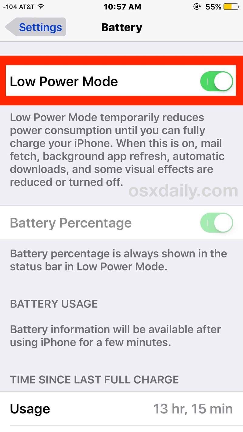 在 iPhone 上启用低功耗模式以保存电池寿命极大