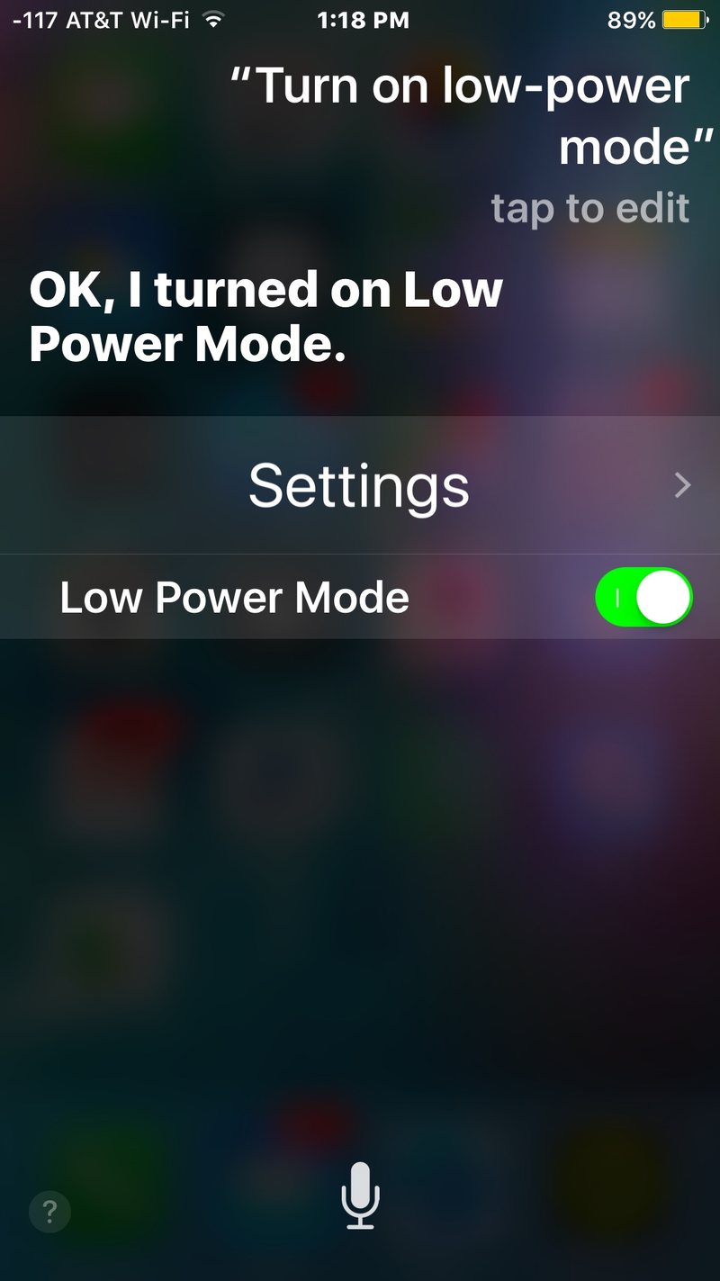 使用 Siri 打开 iPhone 的低功耗模式