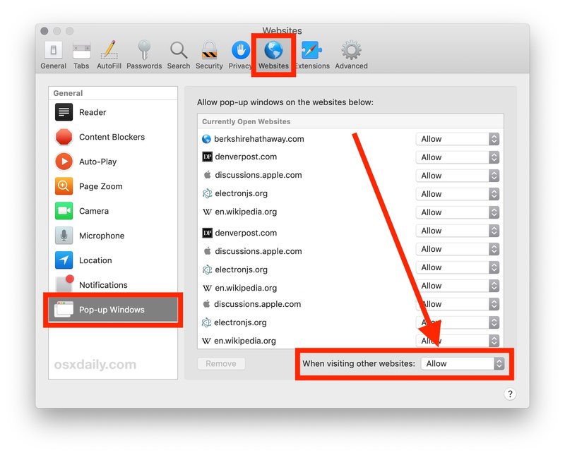 如何启用所有 pop-在 Mac 版 Safari 中升级