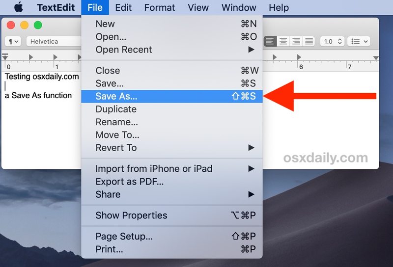 另存为现在默认在文件中可见菜单再次用于 Mac 并可作为击键使用