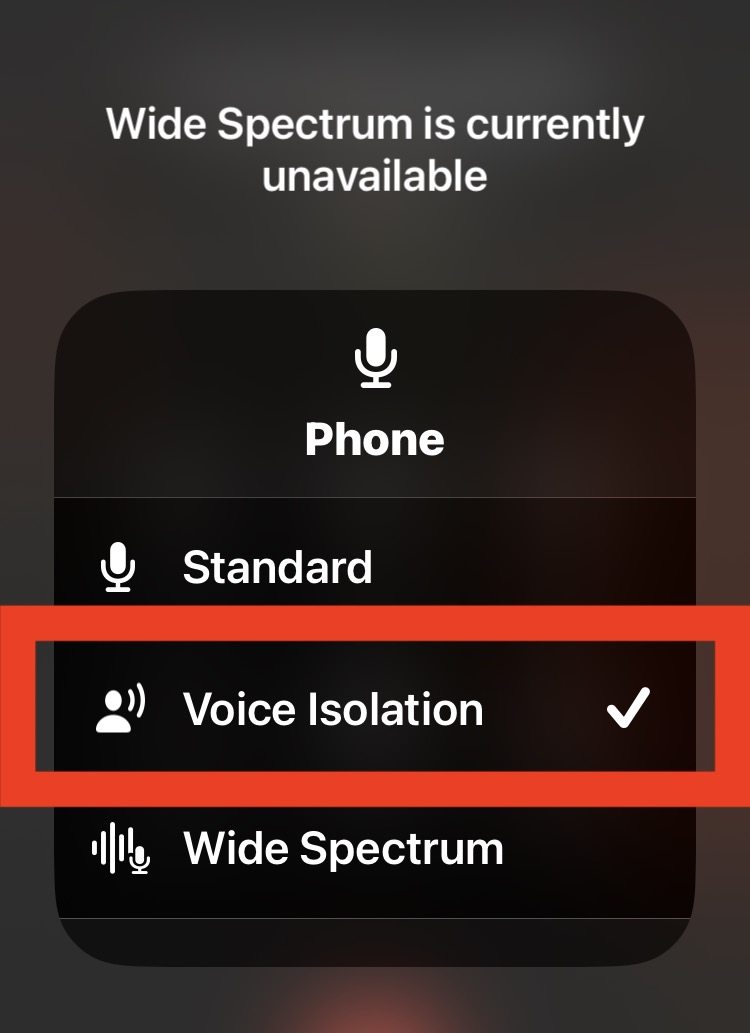 如何启用语音隔离用 iPhone 打电话