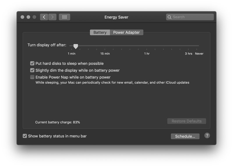 Power Nap 和 Turn 显示设置作为电池寿命提示适用于 MacOS Mojave