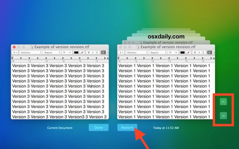 文件版本控制浏览器在 Mac OS X 中允许您恢复到以前保存的文件版本
