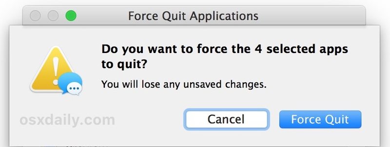 如何同时强制退出多个 Mac 应用程序
