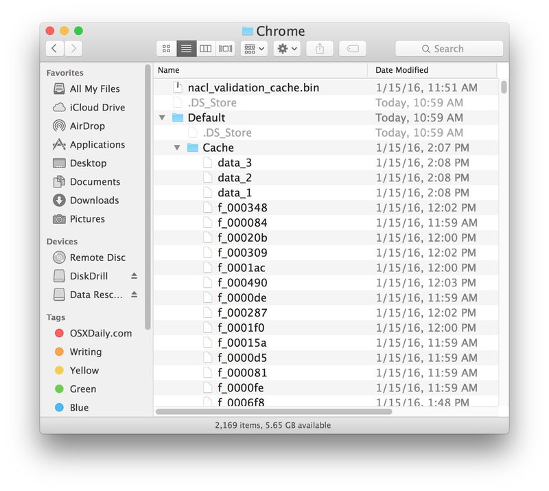 谷歌浏览器缓存位置在 Mac OS X 文件系统 2