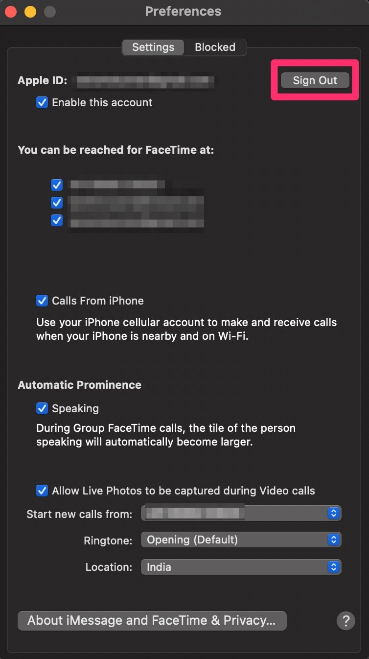 如何在 Mac 上更改 FaceTime 帐户